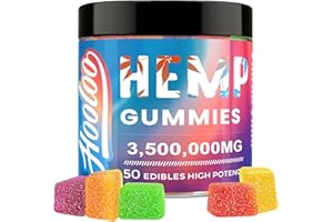 HOOLOO Hemp Gummies for Adults 6 Fruity Flavors for Deep Bedtime, Relax, Infused Vitamins and Omega 3, Made in USA