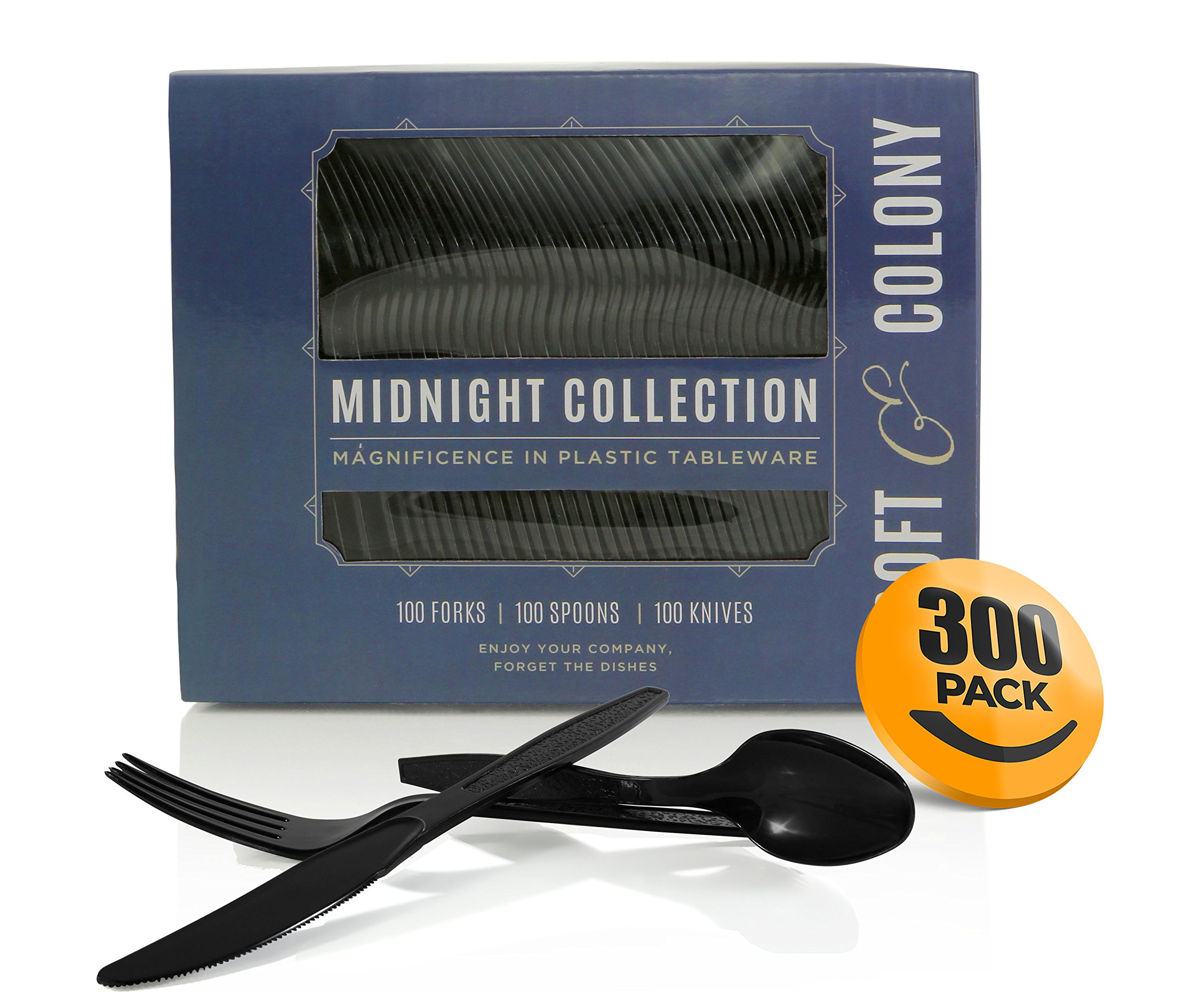 300 Piece Plastic Silverware Set Heavy Duty Disposable Silver