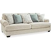 Signature Design by Ashley Deep Seat Chenille Sofa, No Assembly 3 Seater | Plush textured chenille 3-seater, Sag-resistant platform for 3x better support, 5 accent pillows, Monaghan Series