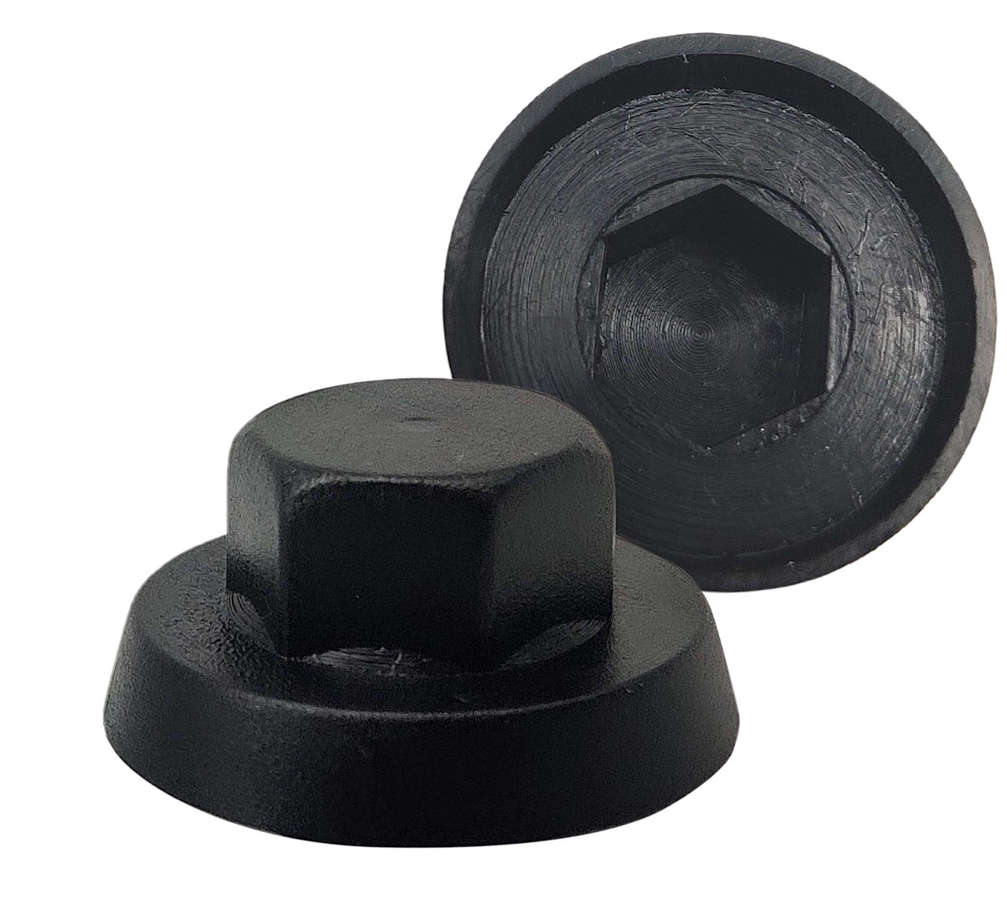 DOJA INDUSTRIAL | Hex Screw Cap Cladding | Hexagonal Roofing Caps | 10mm Key | PACK 100 | Material: Nylon Plastic Nut Cover | Color Black | Protective Cap for Bolt Nuts | Dome Cap Screw Head Covers