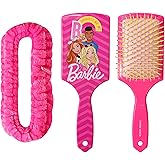LUV HER Barbie Kids Hair Brush & Spa Headband Set for Girls - Fun Grooming Kit for Detangling, Styling & Skincare - Soft & Stretchy One Size, Ages 3+