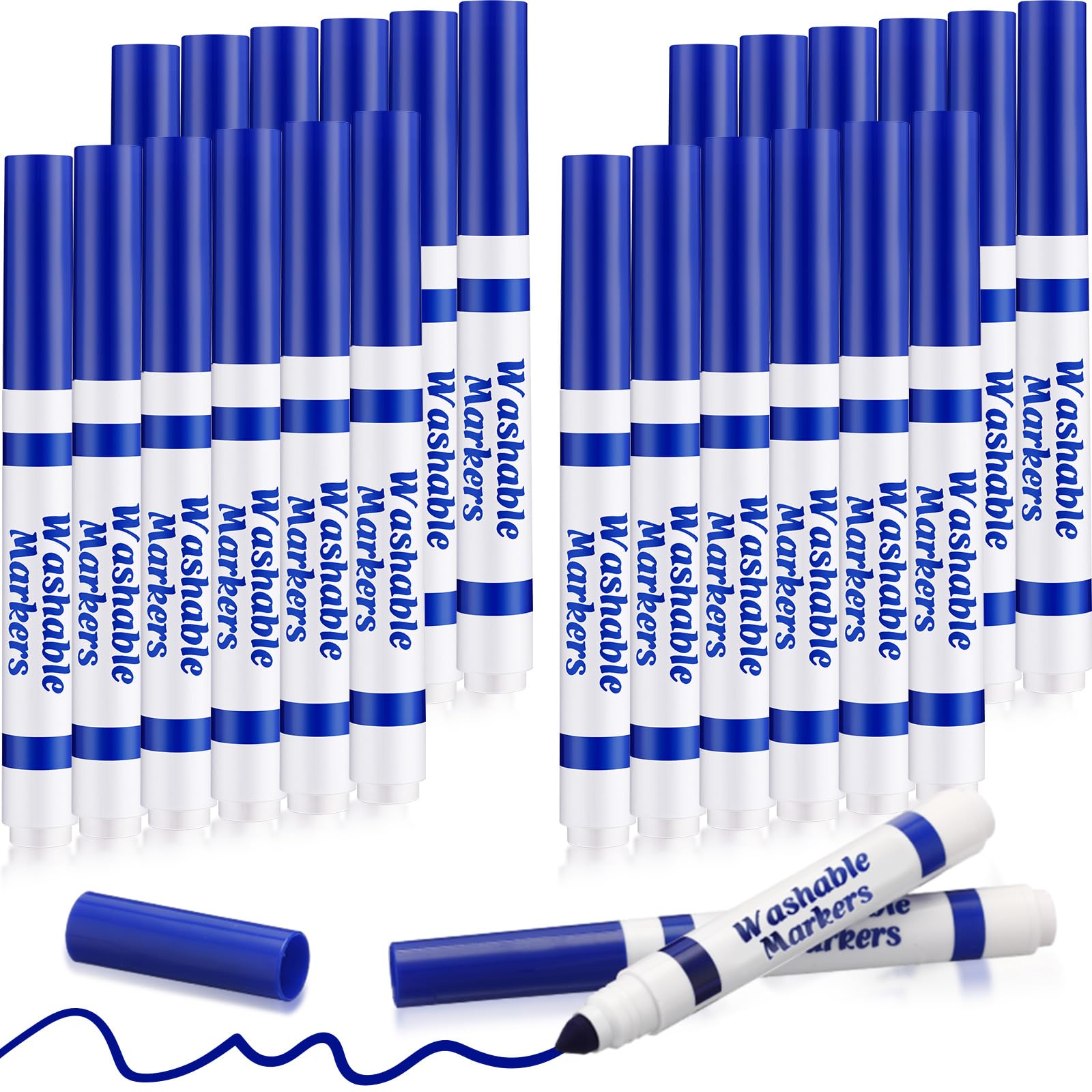 Janlaugh 24 Pcs Washable Markers Bulk Broad Line Markers Coloring Conical Tip Large pens for Kids art projects, Teachers, Students, Toddlers, Party Favors, Classrooms, Donations(Blue)