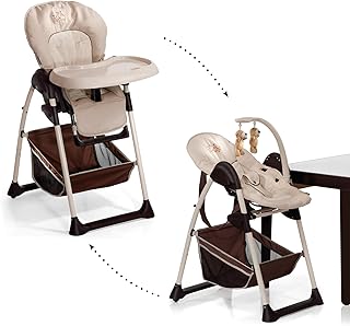 Hauck Sit’n Relax Newborn Set – Neugeborenen Aufsatz und Kinderhochstuhl ab Geburt, mit Liegefunktion / inkl. Spielbogen, Tisch, Rollen / höhenverstellbar, mitwachsend, klappbar, Zoo (Braun)