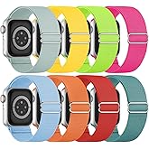 8 Pack Stretchy Solo Loop Band Compatible with Apple Watch Bands for Women Men 40mm 38mm 41mm 42mm 44mm 45mm 46mm 49mm, Nylon Braided Strap for iWatch Series 11 10 9 8 7 6 SE 5 4 3 Ultra 3 Ultra 2