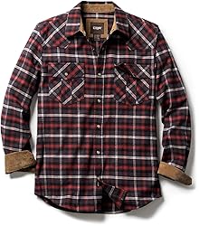 CQR Men's 100% Cotton Plaid Flannel Shirt, Long
