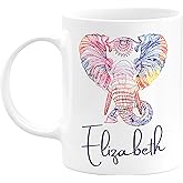 Personalized Coffee Mug, Elephant Mug with Name, 11 oz, Gifts for Women, Gifts for Kids, Birthday Gifts, Christmas Gifts, Tazas Personalizadas, Monogram Novelty Mug, Great Gift Idea