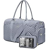 Women Weekender Travel Duffle Bag: Travel Duffel Overnight Bags with Shoe Compartment Large Carry on Tote with Toiletry Bag Weekend Traveling Yoga Gym Hospital Bag for Women with Wet Pocket Grey