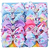 12 Pcs 5 Inch Hair Bows for Girls,Colorful Rainbow Heart Girls Hair Bows Grosgrain Ribbon Hair Bow With Alligator Clips for Toddlers Little Children Kids Teens