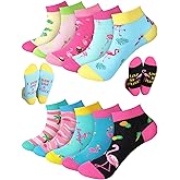 Cozypower 10 Pairs Funny Ankle Socks for Women Flamingo Beach Low Cut Cotton Mini Crew Sock for Animal Lover Christmas Gifts