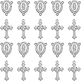 Jiali Q 20 Piece Set Rhinestone Cross Connectors and Pendants for Jewelry Making (Silver)