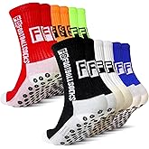 SkiBeaut Kids Grip Socks Soccer, 6 Pairs Sports Athletic Football Young Teen Socks for Youth Boys Girls 4-16 Years