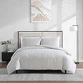 Vera Wang - King Comforter Set, Soft Cotton Bedding w/Smooth Cotton Percale Reverse, Lightweight for Year Round Comfort, 3 Piece Bed Set w/Matching Pillowcases (Woven Tucks Beige)