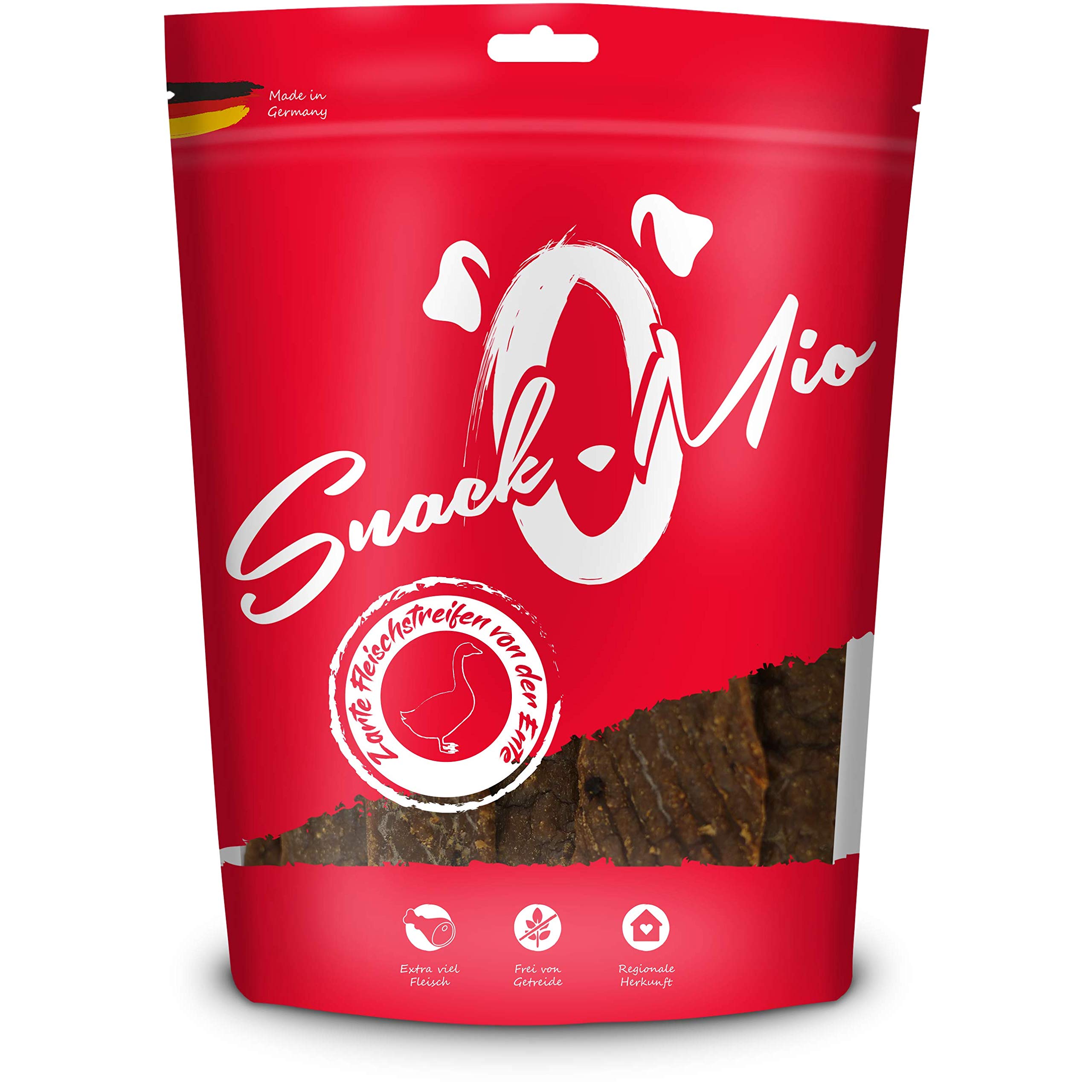 SnackOMio - Premium dog snack - tender meat strips of duck, grain-free, 1 pack (1 x 125g)