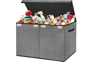 VERONLY Large Toy Box Chest Organizer Bins for Boys Girls Kids, Collapsible Fabric Storage Basket Container with Flip-Top Lid & Handles for Clothes,Blanket,Nursery,Playroom,Bedroom, Herringbone Pattern(Black)