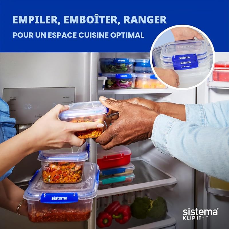 KLIP IT PLUS Récipients de conservation alimentaire | 400 ml | Boîtes alimentaires étanchesempilables et hermétiques compatibles réfrigérateur/congélateur | sans BPA | Lot de 3