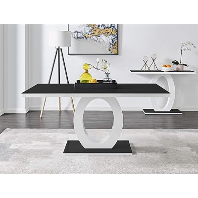 Buy Furniturebox Uk Giovani Modern Black White High Gloss Glass Dining Table Set And 6 Modern Lorenzo Chairs Set Dining Table 6 Beige Cappuccino Grey Chairs Online In Bahrain B07j1vgctm