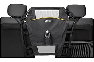 Kurgo Backseat Barrier for Dogs - Prevents Distracted Driving - Mesh Top for Visibility - Fits Cars with Fixed or Removable Headrests - Low Profile Design - Easy to Install & Remove