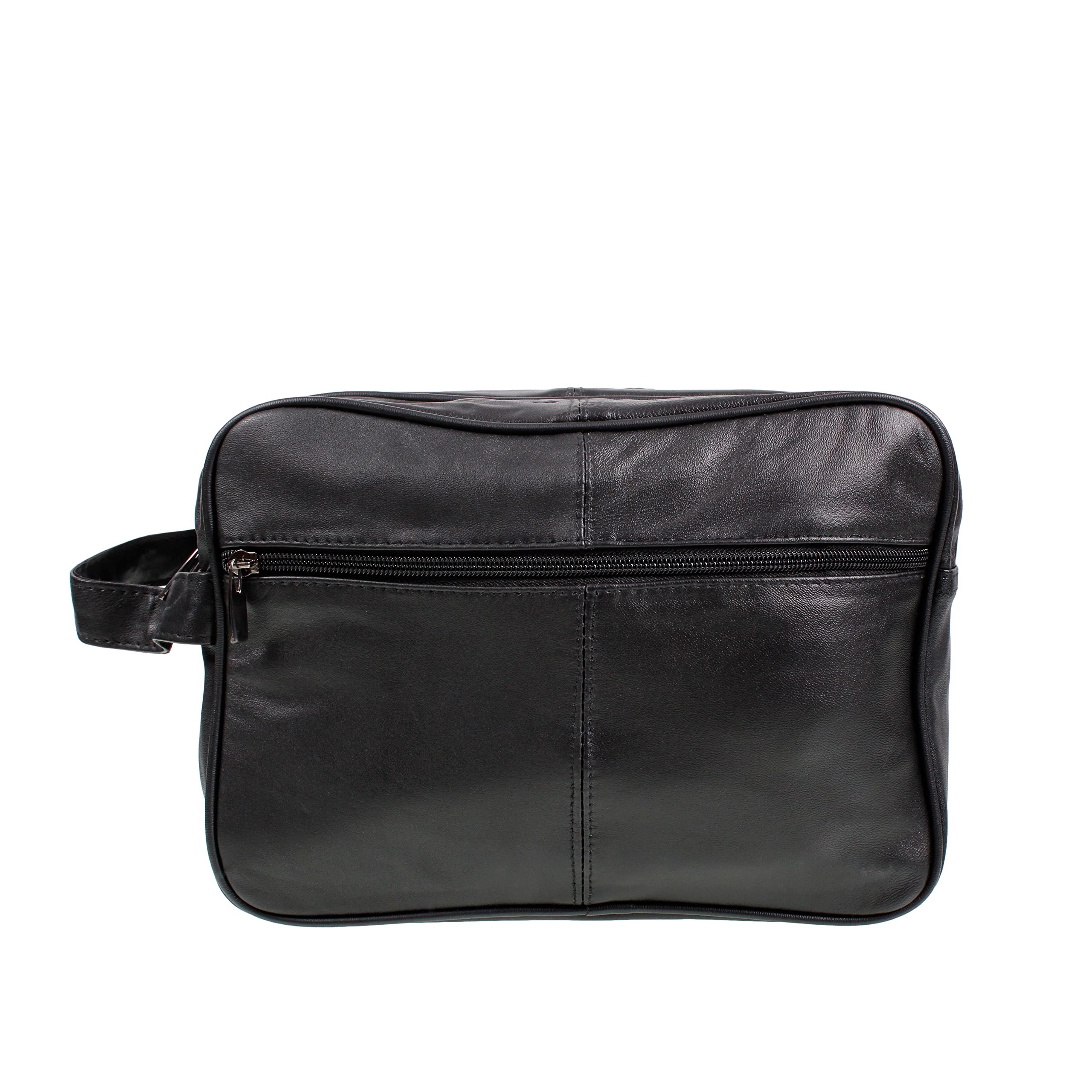 Jumbo - Toilet Bag Extra Large, Genuine Real Leather Mens WASH Bag/Overnight Bag (Black)
