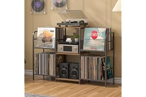3IngSeagulls Record Player Stand with Vinyl Storage, Record Storage for 350+ Albums, Tuntable Stand with Record Holder for Living Room, Record Holder Vinyl Display Shelf