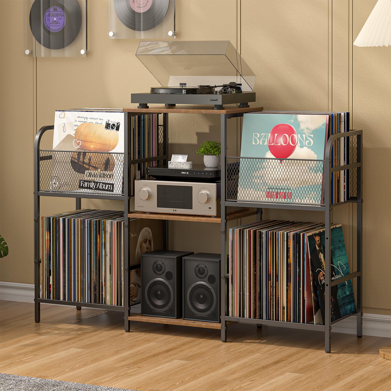 Photo 1 of **********MISSING PARTS**********
3IngSeagulls Record Player Stand with Vinyl Storage, Record Storage for 350+ Albums, Tuntable Stand with Record Holder for Living Room, Record Holder Vinyl Display Shelf