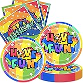 40Pcs Dandy Birthday Party Plates and Napkins for 20 Guests - Cartoon Game Tableware Party Supplies for Baby Shower Birthday Decorations