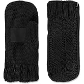 Isotoner Women’s Chunky Cable Knit Cold Weather Mittens with Warm, Soft Lining