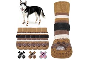 KOOLTAIL Anti Slip Dog Socks to Prevent Licking Paws and Slipping, Extra-Thick Grip Pet Boots & Paw Protectors, Winter Warm Puppy Shoes Booties for Hardwood Floors Small Medium Large Senior Dogs, S