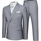 MAGE MALE Men's 2 Piece Suit Elegant Solid Double Breasted Slim Fit Tuxedo Suit with Blazer and Pants