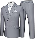 MAGE MALE Men's 2 Piece Suit Elegant Solid Double