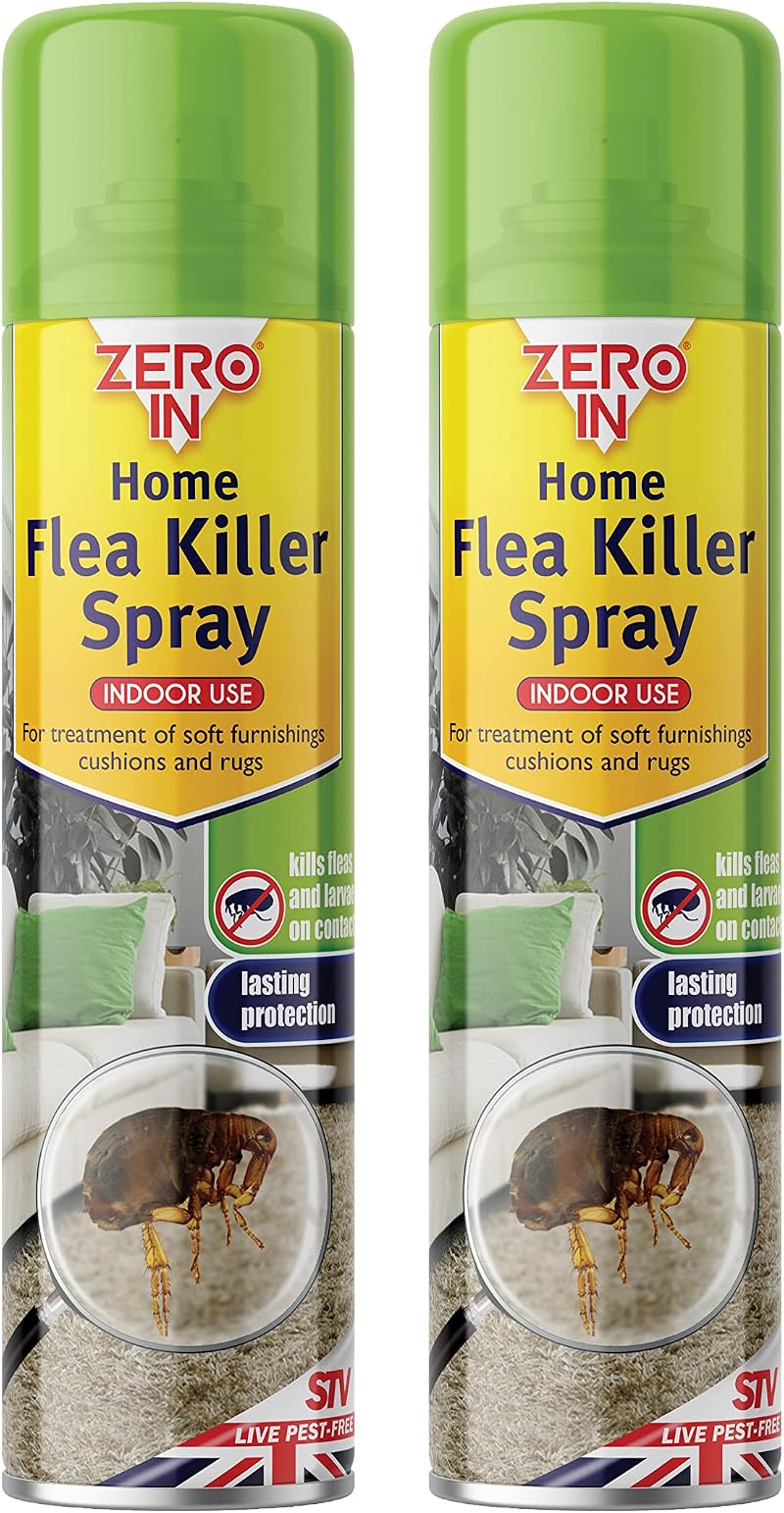 Zero In AMZ026 Home Flea Killer Aerosol Twinpack 300ml Green