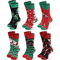 Christmas Socks For Men, 6 Pack Mens Christmas Socks, Xmas Crew Socks US Size 6-13, Christmas Socks2a, 13