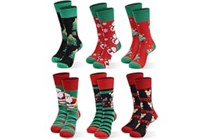 Moonlight Manor Christmas Socks For Men, 6 Pack Mens Christmas Socks, Xmas Crew Socks US Size 6-13