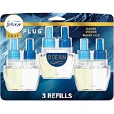 Febreze Plug In Air Freshener, Odor-Fighting Scented Oil Refill, Air Fresheners for Home and Bathroom and Kitchen, Long Lasting for Strong Odors, Ocean Scent, 0.87oz Refills, 3 Count