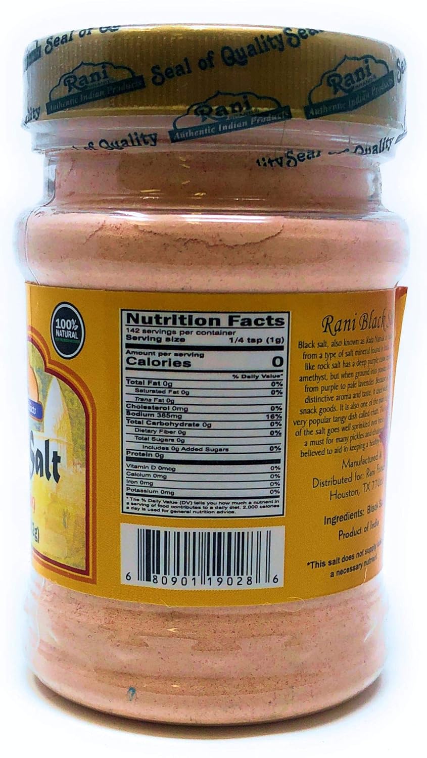 Rani Black Salt (Kala Namak) Powder, Vegan 5oz (142g) Unrefined, Pure and Natural | Gluten Free Ingredients | NON-GMO | Indian Origin : Grocery & Gourmet Food