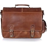 18-Inch Full Grain Leather Messenger Laptop Bag for Men & Women – Vintage Office Briefcase Satchel with Shoulder Strap – Fits 17.3" Laptop – Handmade Business Bag for Work & Travel