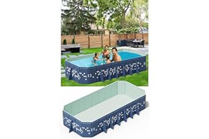 MANDLA Extra Large Non-Inflatable Swimming Pool for Family,Foldable Pools with 14 Triangle Bracket,Hard Plastic Shell Adult Collapsible Pool,Portable Folding Kids Pools for Backyard. (122IN)