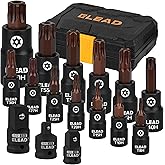16-Piece Torx Bit Socket Set - Premium S2 Steel European Style T8-T60 with Socket Adapters, Star Bit Socket Set 1/4&rdquo;, 3/8&rdquo; and 1/2&rdquo; Drive | Professional Mechanic Garage Tools