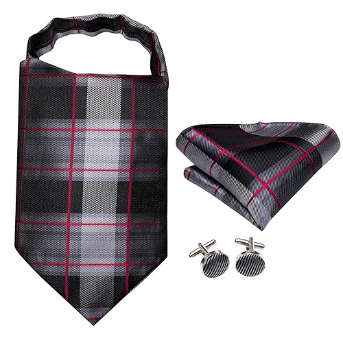 thumbnail image 2 of Men's Ascot Tie Set - Paisley Floral Cravat With Pocket Square & Cufflinks For Weddings & Formal Events 2 of 11