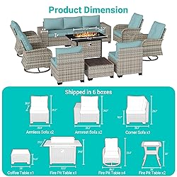 Muphyers 13-Piece Outdoor Patio Furniture Set with