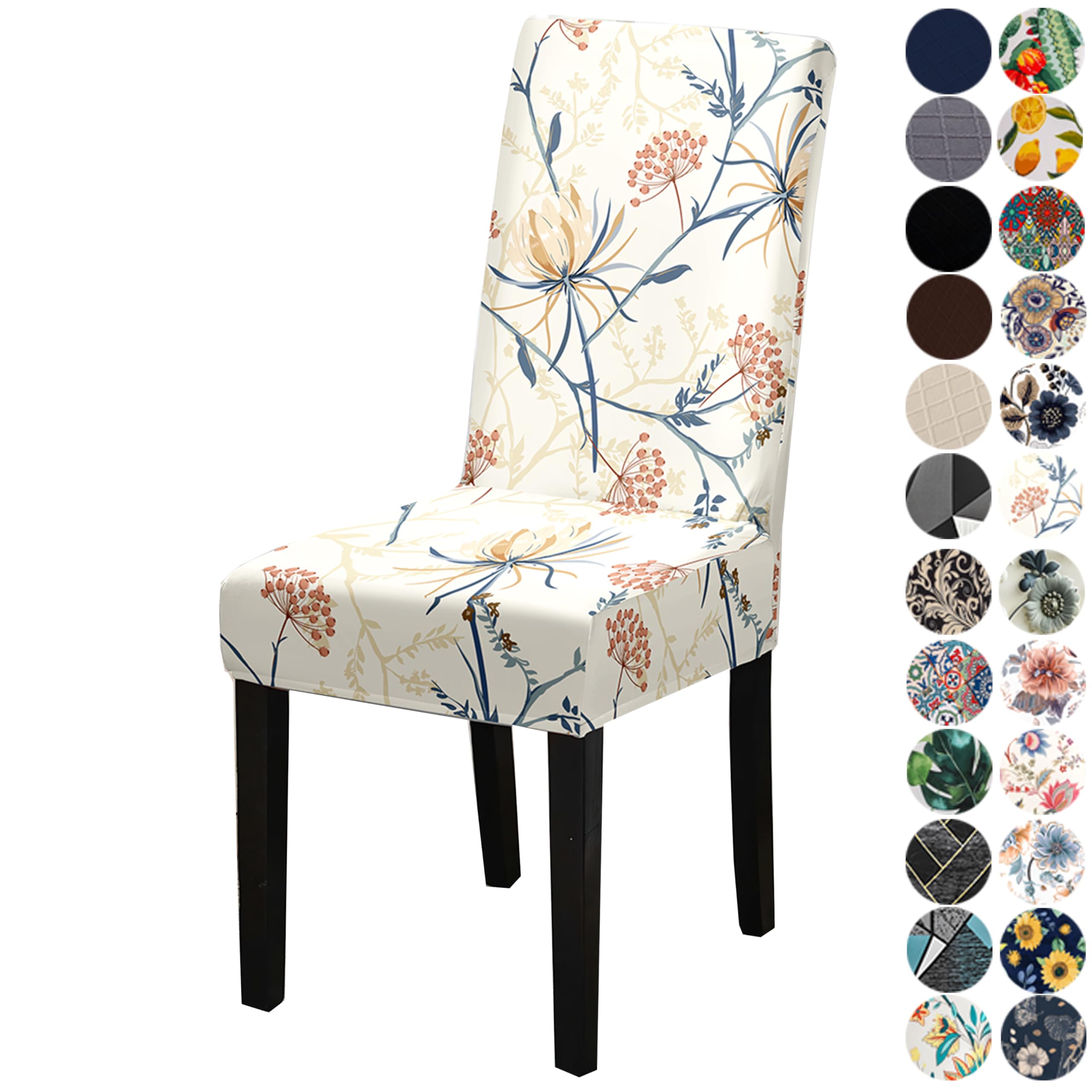 Photo 1 of Lalluxy Stretchy Parson Chair Slipcovers for Dining Room Chair seat Covers Chair Protectors for Party Pet Protection Universal Fit Soft Polyester (Set of 6, Flowers Beige VI)
