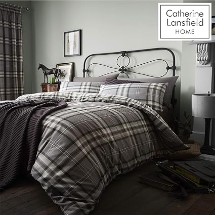 Catherine Lansfield Kelso Cotton Rich King Duvet Set Charcoal