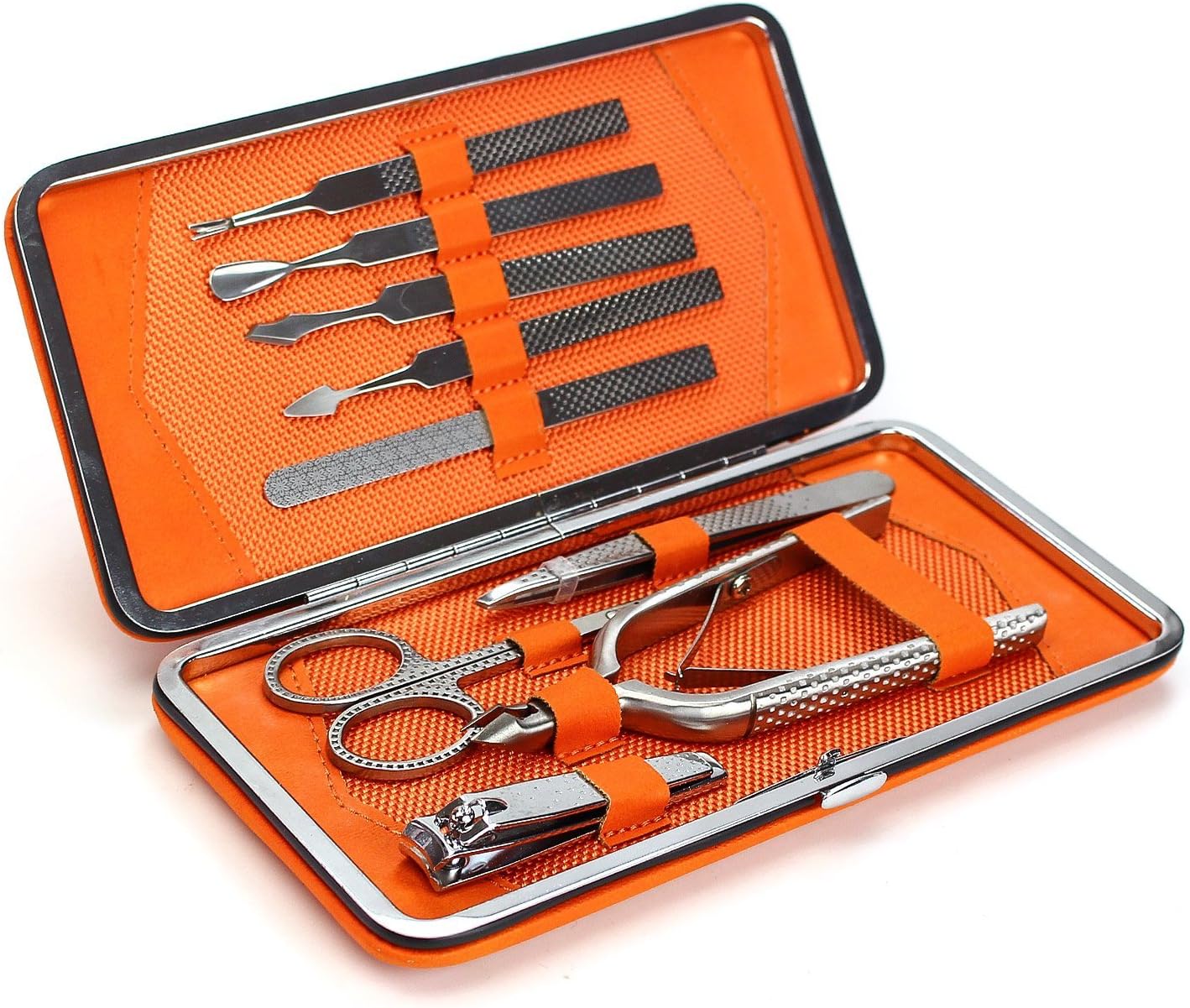 UYI Sharpest Stainless Steel Manicure Set Best Long Handled Nail Clippers Cleaner Cuticle Grooming Tools Kit Pedicure Case 9 in 1