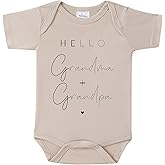 BIBIBLISSBABY Pregnancy Announcement Infant Bodysuit,Hello Grandma+Grandpa Gift for Grandparents,New Baby Surprise(0-3 month)
