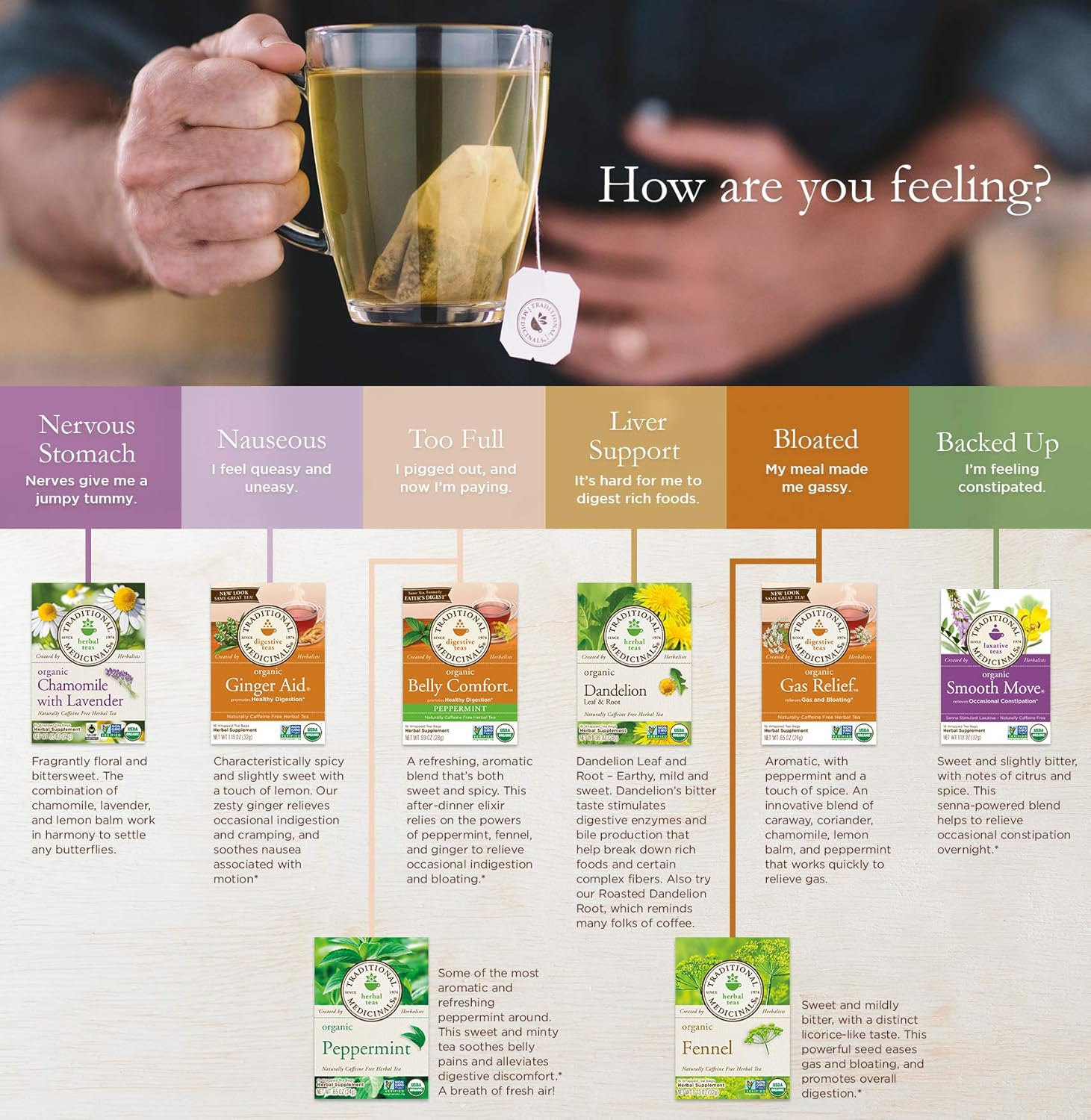 Amazon Com Traditional Medicinals Organic Tea Gas Relief 16 Tea Bags Herbal Teas Grocery Gourmet Food