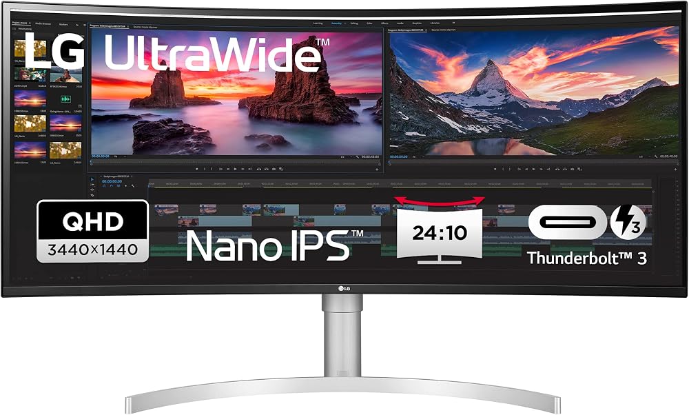 LG 38WN95CP-W 38 inch Curved UltraWide 3840x1600 Nano IPS HDR10 Monitor