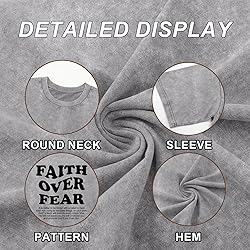 Kelxjia Christian Shirts for Men Faith Over Fear