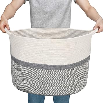 Amazon Com Hossejoy Gray Large Cotton Rope Basket Blanket