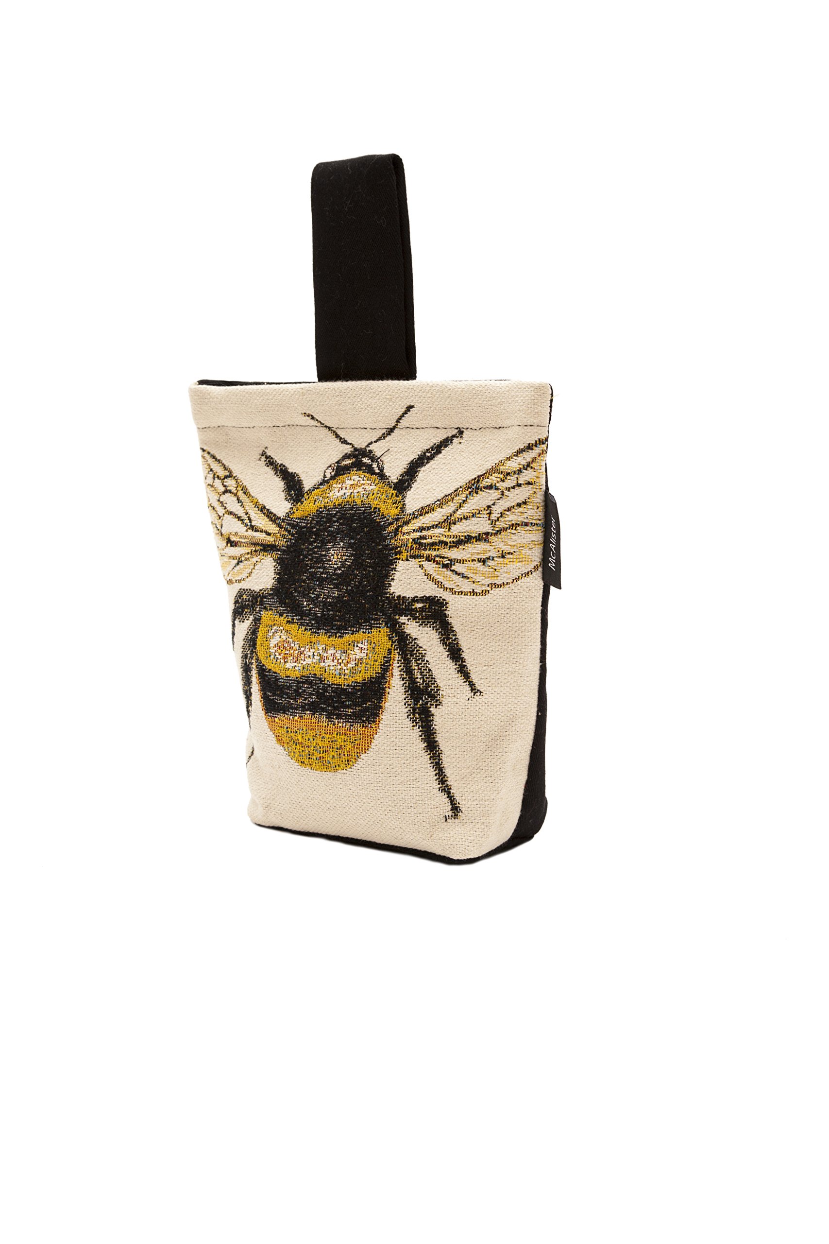 McAlister Textiles Bee Fabric Door Stop - Unfilled Decorative Door Stopper for All Doors & Windows with Original Tapestry Design Novelty Bugs Life Range. Size: 21x17cm (8x6.5 Inches)