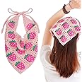 hoyuwak Pink Crochet Head Scarf Bandanas Headbands Hair Scarf for Women Girls Knitted Strawberry Head Coverings Hair Accessories for Hair Styling Decor