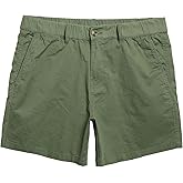 maamgic Men's Classic-fit 5.5" Cotton Casual Shorts Elastic Waistband with Multi-Pocket Daily Wear Walking Summer Outfit